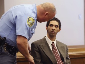 Tyler Barriss, left, appears before Judge Bruce Brown Tuesday, May 22, 2018 in a preliminary hearing in Wichita, Kan.