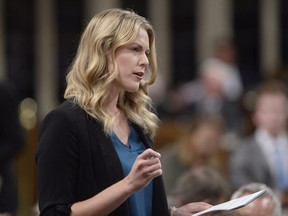 Conservative MP Rachael Harder rises during question period in the House of Commons on Parliament Hill in Ottawa on Sept. 27, 2017.