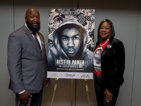 (L-R) Tracy Martin and Sybrina Fulton attend the "Trayvon Martin: Rest In Power" screening on May 16, 2018 in Washington, D.C.