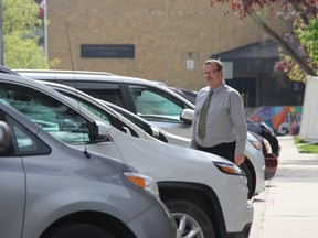 John Paul Stone leaves the Perth County Courthouse after his hearing Tuesday, May 15. JONATHAN JUHA/POSTMEDIA NETWORK