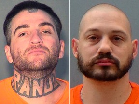 These undated photos provided by the Arizona Department of Corrections shows Aaron Levi Schmidt (left) and Travis Ricci (right).