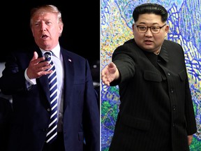 U.S. President Donald Trump (L) will meet with North Korean Leader Kim Jong Un in Singapore on June 12.   (SAUL LOEB/KOREA SUMMIT PRESS POOL/AFP/Getty Images)