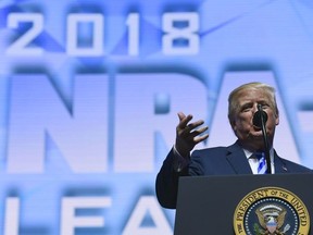 President Donald Trump speaks at the NRA convention in Dallas, Friday, May 4, 2018.