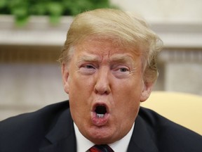 President Donald Trump speaks during a meeting with Joshua Holt, who was recently released from a prison in Venezuela, in the Oval Office of the White House, Saturday, May 26, 2018, in Washington. (AP Photo/Alex Brandon)