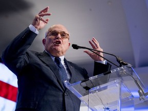 In this May 5, 2018, file photo, Rudy Giuliani, an attorney for U.S. President Donald Trump, speaks in Washington.
