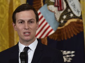 In this May 18, 2018, file photo, White House adviser Jared Kushner speaks in the East Room of the White House in Washington.