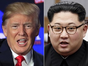 This combination of two file photos shows U.S. President Donald Trump and North Korean leader Kim Jong Un.