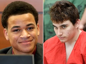Zachary Cruz, left, and his brother, Florida school shooting suspect Nikolas Cruz, are pictured in file photos. (Amy Beth Bennett-Pool/Getty Images and Taimy Alvarez/South Florida Sun-Sentinel via AP, Pool, File)
