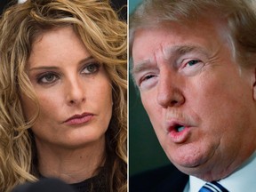 Summer Zervos (L) filed lawsuit against U.S. President Donald Trump, alleging he had engaged in sexually inappropriate conduct with her. (VALERIE MACON/AFP/Getty Images)
