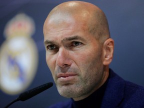 Zinedine Zidane attends a press conference to announce his resignation as Real Madrid manager at Valdebebas Sport City on May 31, 2018
