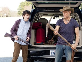 Jesse Eisenberg (left) and Woody Harrelson star in Columbia Pictures' comedy "Zombieland."