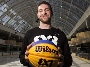 Steve Sir, FIBA 3x3 World Tour athlete, was on hand for the Alberta Basketball Association (ABA) announcement of a major FIBA 3x3 World Tour event on Friday, April 20, 2018 in Edmonton, coming to the West Edmonton Mall Ice Palace this September. The event will be the first of its kind in Canada, and will be one of the last events leading up to the 2018 FIBA 3x3 World Tour Final. (Greg  Southam/Postmedia)