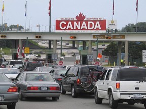 Border traffic is seen here at the peace bridge as Canada customs "work the rule" affecting Canadians returning from the civic holiday. (Sun Media)