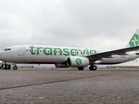 A Boeing 737-800 aircraft of low-cost airliner Transavia, a subsidiary of French commercial jet liner Air France features on January 26, 2015 the new color and logo of the company at Paris-Orly airport in Orly. (Kenzo Tribouillard/Getty Images)