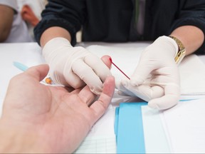 Blood drop for blood testing. Nurses collect blood from blood donor for blood donation. (iStockphoto)