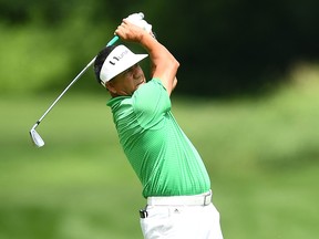 Esteban Toledo of Mexico hits his second shot on the 18th hole during the second round of the American Family Insurance Championship at University Ridge Golf Course on June 23, 2018 in Madison, Wisconsin. (Stacy Revere/Getty Images)