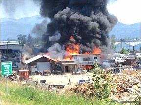 A fire consumed Capt'n Crunch Recycling in Abbotsford on Tuesday. [PNG Merlin Archive]
