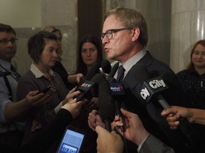 Education Minister David Eggen speaks to the media in Edmonton on Wednesday November 15, 2017.