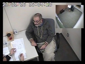 André Faivre, pictured in a video of his police interrogation, faces a long series of charges involving child pornography and allegations he sexually abused children.
