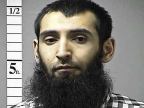 This undated file photo provided by the St. Charles County Department of Corrections in St. Charles, Mo., shows Sayfullo Saipov. Saipov, charged with murdering eight people on a New York City bike path and injuring many more spoke out in court Friday, June 22, 2018, over a prosecutor's objection, invoking "Allah" and defending the Islamic State.