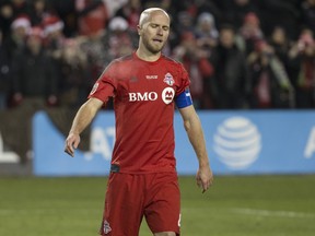 TFC’s Michael Bradley took a late penalty which led to a Crew penalty kick. (Craig Robertson/Toronto Sun File Photo)