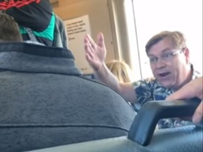 A viral video shows a man threatening another person for violating train rules by eating a burrito. (YouTube/KTVU)