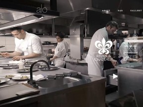 The website homepage of Alo restaurant in Toronto.