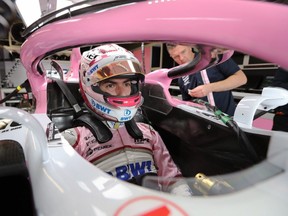 Toronto's Nicholas Latifi is fitted for his Force India seat at the Canadian Grand Prix on Thursday, June 7, 2018, in Montreal.