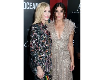 Cate Blanchett and Sandra Bullock attend the Ocean's 8 World Premiere at the Alice Tully Hall in New York, N.Y. on June 5, 2018. (Steven Bergman/AFF-USA.COM)
