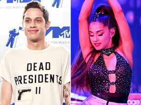 Pete Davidson and Ariana Grande. (Alberto E. Rodriguez/Getty Images/Kevin Winter/Getty Images for iHeartMedia)