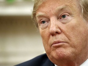 President Donald Trump speaks to the media regarding the announcement that Supreme Court Associate Justice Anthony M. Kennedy will retire during his meeting with Portuguese President Marcelo Rebelo de Sousa in the Oval Office of the White House in Washington, Wednesday, June 27, 2018. (AP Photo/Pablo Martinez Monsivais)