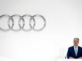 Rupert Stadler, CEO of German car producer Audi, briefs the media during the annual press conference in Ingolstadt, Germany on March 15, 2018. (AP Photo/Matthias Schrader)