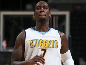 J.J. Hickson of the Denver Nuggets leaves the court after defeating the Portland Trail Blazers at Pepsi Center on November 9, 2015 in Denver, Colorado. (Doug
Pensinger/Getty Images)