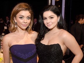 Actors Sarah Hyland (L) and Ariel Winter attend The 22nd Annual Screen Actors Guild Awards at The Shrine Auditorium on January 30, 2016 in Los Angeles, California.
