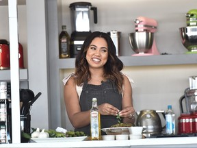 Ayesha Curry gives a cooking demo on stage at Goya Foods' Grand Tasting Village Featuring Mastercard Grand Tasting Tents & KitchenAid Culinary Demonstrations on February 25, 2017 in Miami Beach, Florida. (Gustavo Caballero/Getty Images for SOBEWFF)