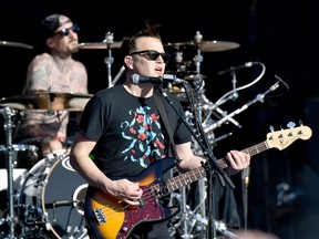 Drummer Travis Barker and guitarist Mark Hoppus of Blink-182 perform at the Capital One JamFest during the NCAA March Madness Music Festival 2017 on April 2, 2017 in Phoenix, Arizona.  (Gustavo Caballero/Getty Images for Turner Sports)