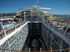 A picture shows the Royal Caribbean's "Symphony of the Seas" during its presentation in Malaga on March 27, 2018. (Jorge Guerrero/Getty Images)