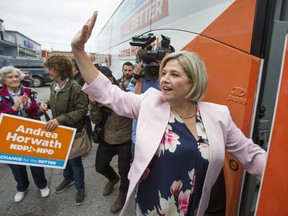 Ontario NDP leader Andrea Horwath waves at a campaign stop at Joshi's Indian Grocery store in Scarborough on Wednesday June 6, 2018. Ernest Doroszuk/Toronto Sun