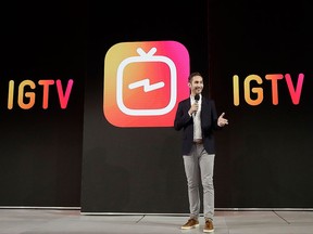 In this Tuesday, June 19, 2018, photo Kevin Systrom, CEO and co-founder of Instagram, prepares for Wednesday's announcement about IGTV in San Francisco.