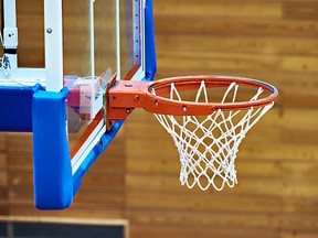 Basketball basket in sport court