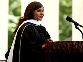 Actor, writer and comedian Mindy Kaling delivers the main address at the Dartmouth College Commencement on Sunday, June 10, 2018, in Hanover, N.H.