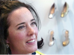 In this May 13, 2004 file photo, designer Kate Spade poses with shoes from her next collection in New York.