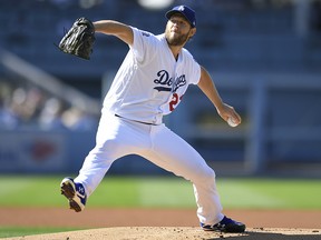 Clayton Kershaw of the Los Angeles Dodgers pitches against the Philadelphia Phillies at Dodger Stadium on May 31, 2018 in Los Angeles. (John McCoy/Getty Images)