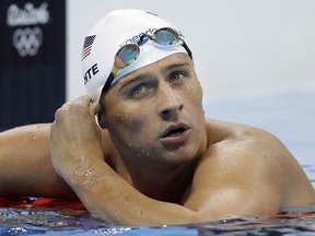 In this Tuesday, Aug. 9, 2016, file photo, U.S. swimmer Ryan Lochte checks his time during the 2016 Summer Olympics, in Rio de Janeiro, Brazil. (AP Photo/Michael Sohn, File)