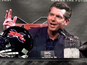 In this Feb. 3, 2000, Vince McMahon, chairman of the World Wrestling Federation, speaks during a news conference in New York. The XFL is set for a surprising second life, McMahon announced on Jan. 25, 2018