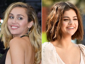 Miley Cyrus and Selena Gomez. (Getty Images)