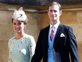 Pippa Middleton and James Matthews arrive for the wedding ceremony of Prince Harry, Duke of Sussex and Meghan Markle at St. George's Chapel, Windsor Castle, in Windsor, on May 19, 2018. (CHRIS JACKSON/AFP/Getty Images)