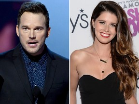 Chris Pratt and Katherine Schwarzenegger. (Kevin Winter/Getty Images/Michael Kovac/Getty Images for Macy's)