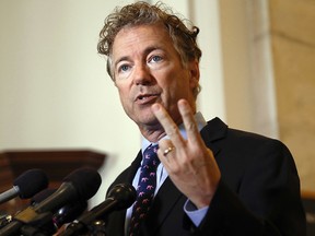 In this Sept. 25, 2017, file photo, Sen. Rand Paul, R-Ky., speaks during a news conference on Capitol Hill in Washington.