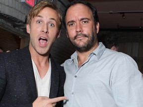 Ryan Gosling and Dave Matthews attend the 'Drive' party hosted by Grey Goose Vodka at Soho House Pop Up Club during the 2011 Toronto International Film Festival on Sept. 10, 2011 in Toronto. (Alexandra Wyman/Getty Images for GREY GOOSE Vodka)